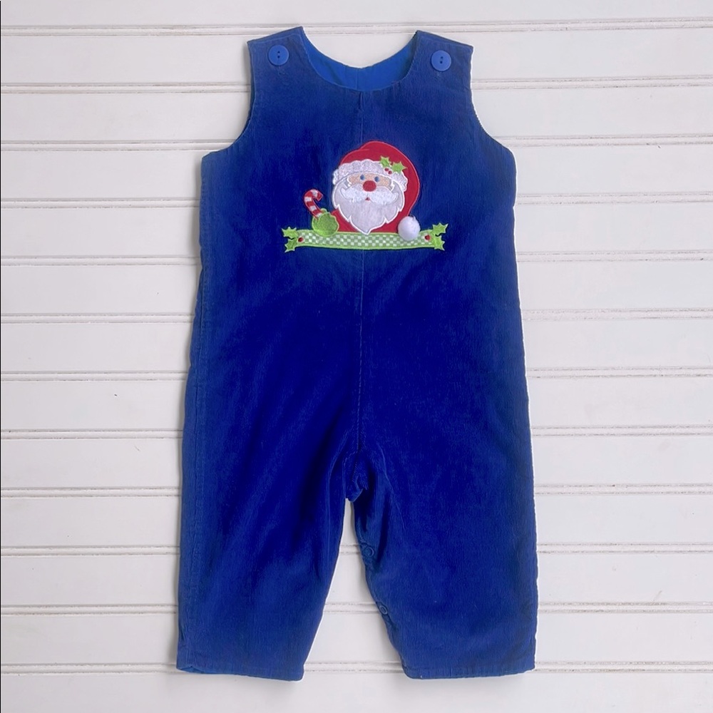 MULBERRY ST EUC Santa Clause Embroidered Appliqué Corduroy Overalls